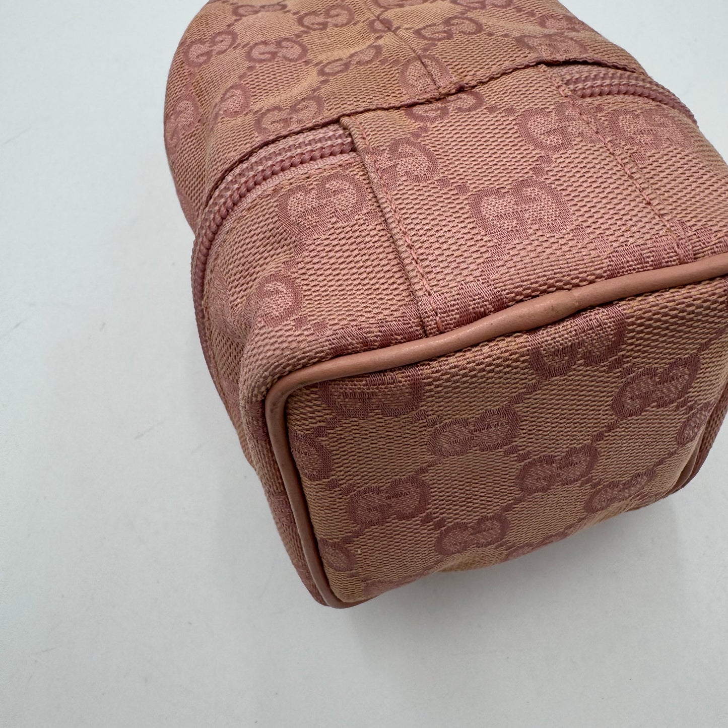 Gucci Pink Monogram Canvas Mini Drawstring Bucket Pouch