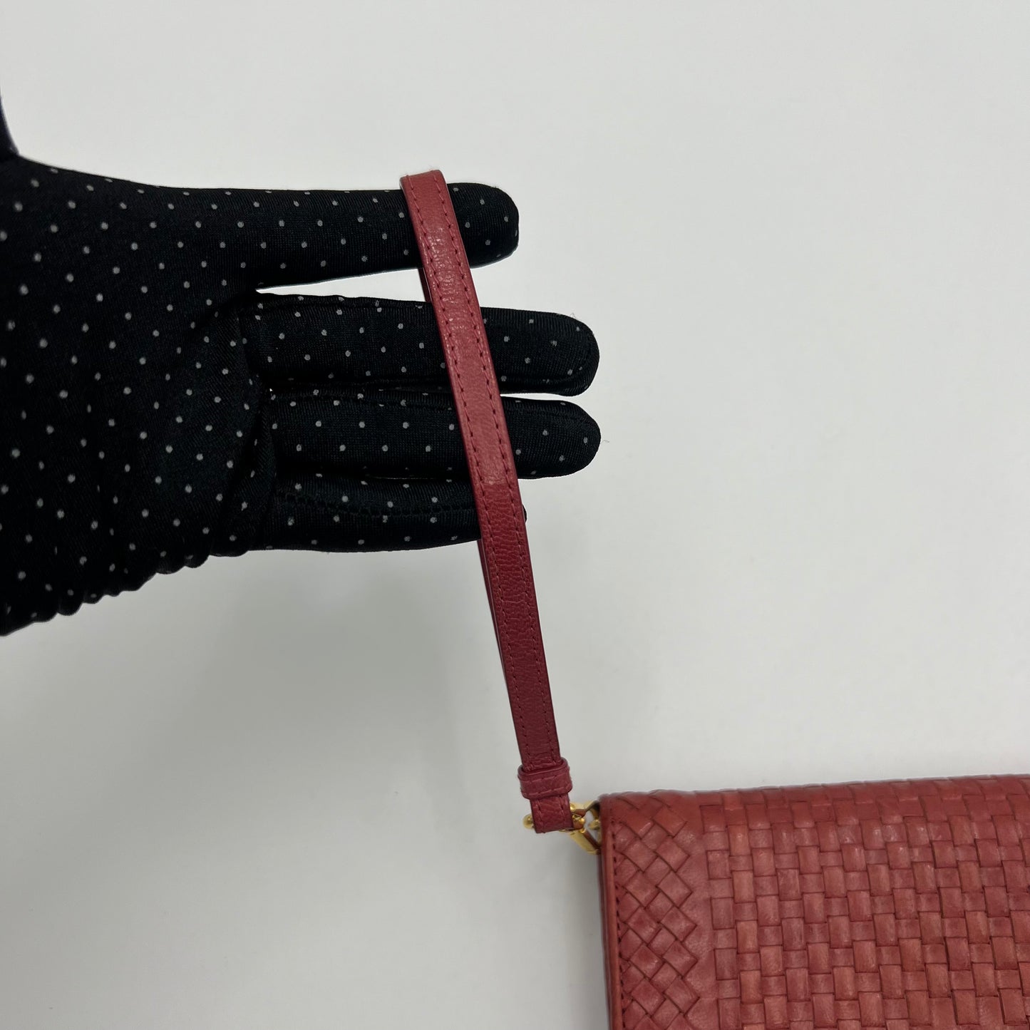 Prada Pink Woven Leather Madras Wristlet Wallet