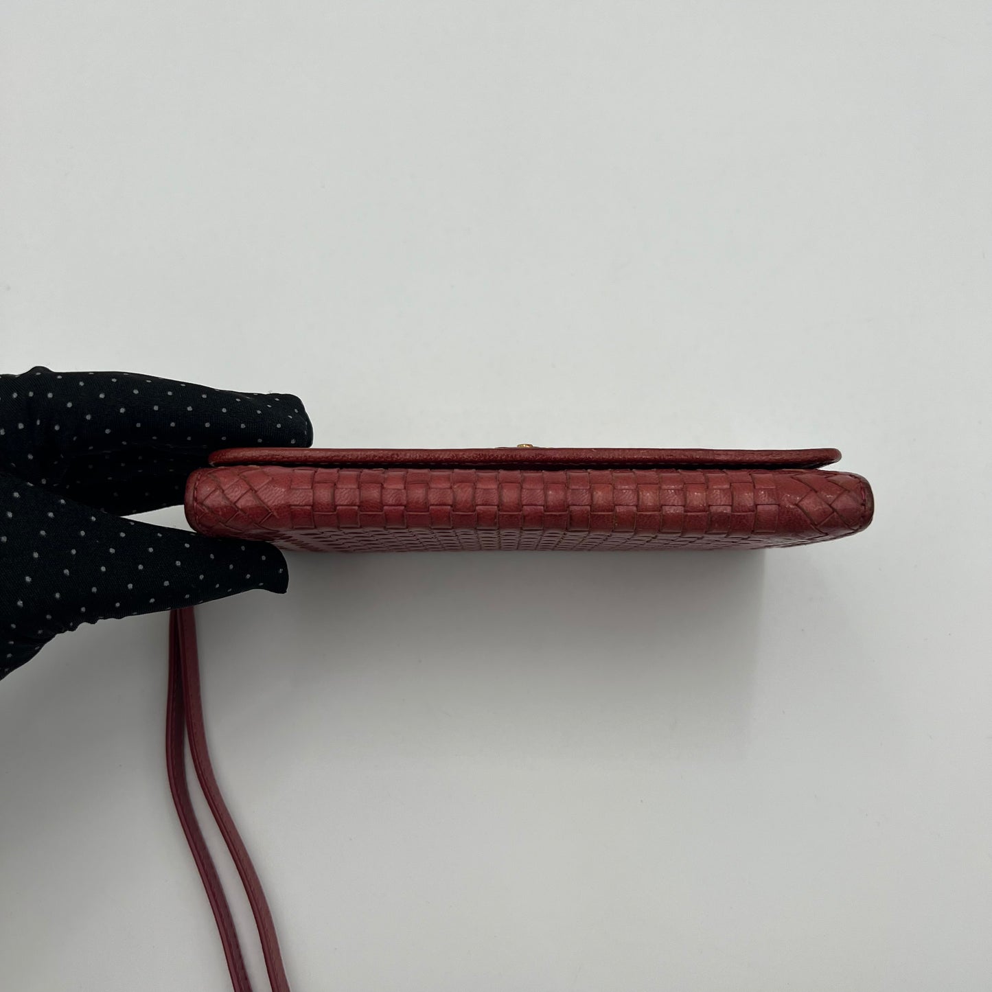 Prada Pink Woven Leather Madras Wristlet Wallet