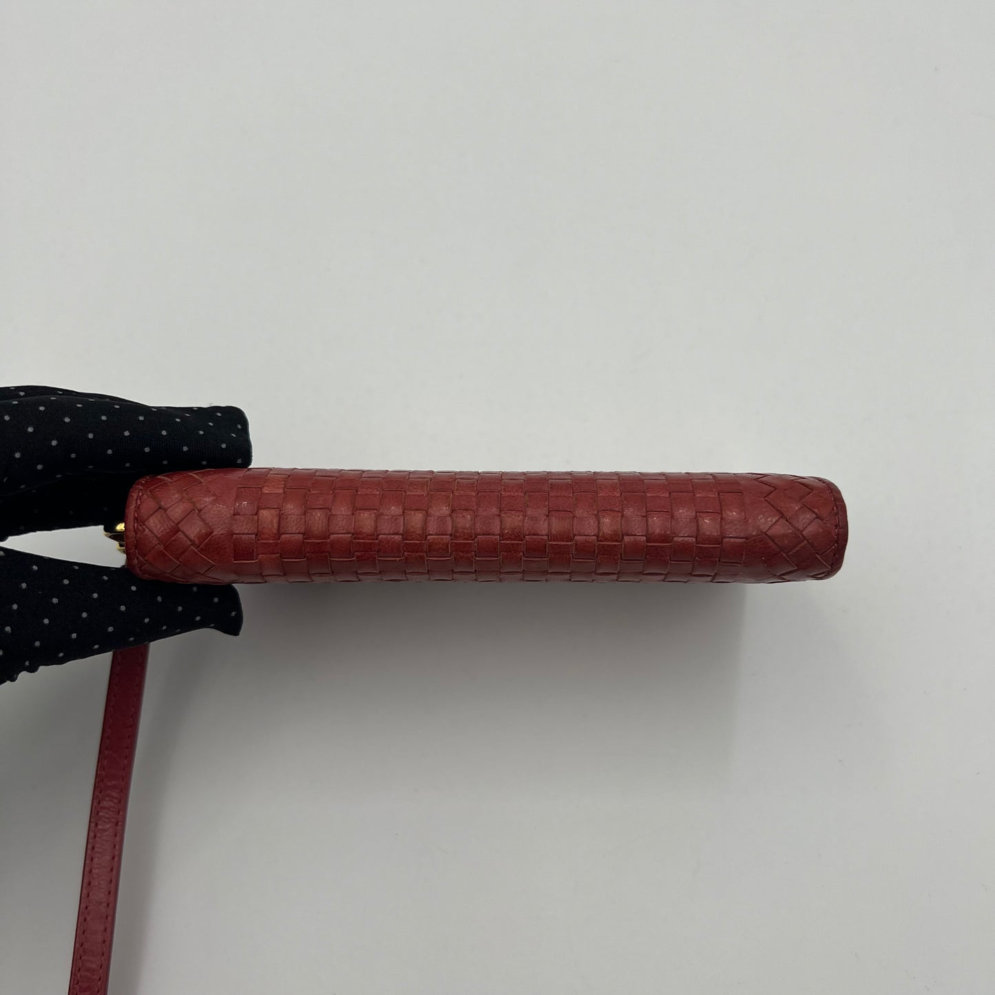 Prada Pink Woven Leather Madras Wristlet Wallet