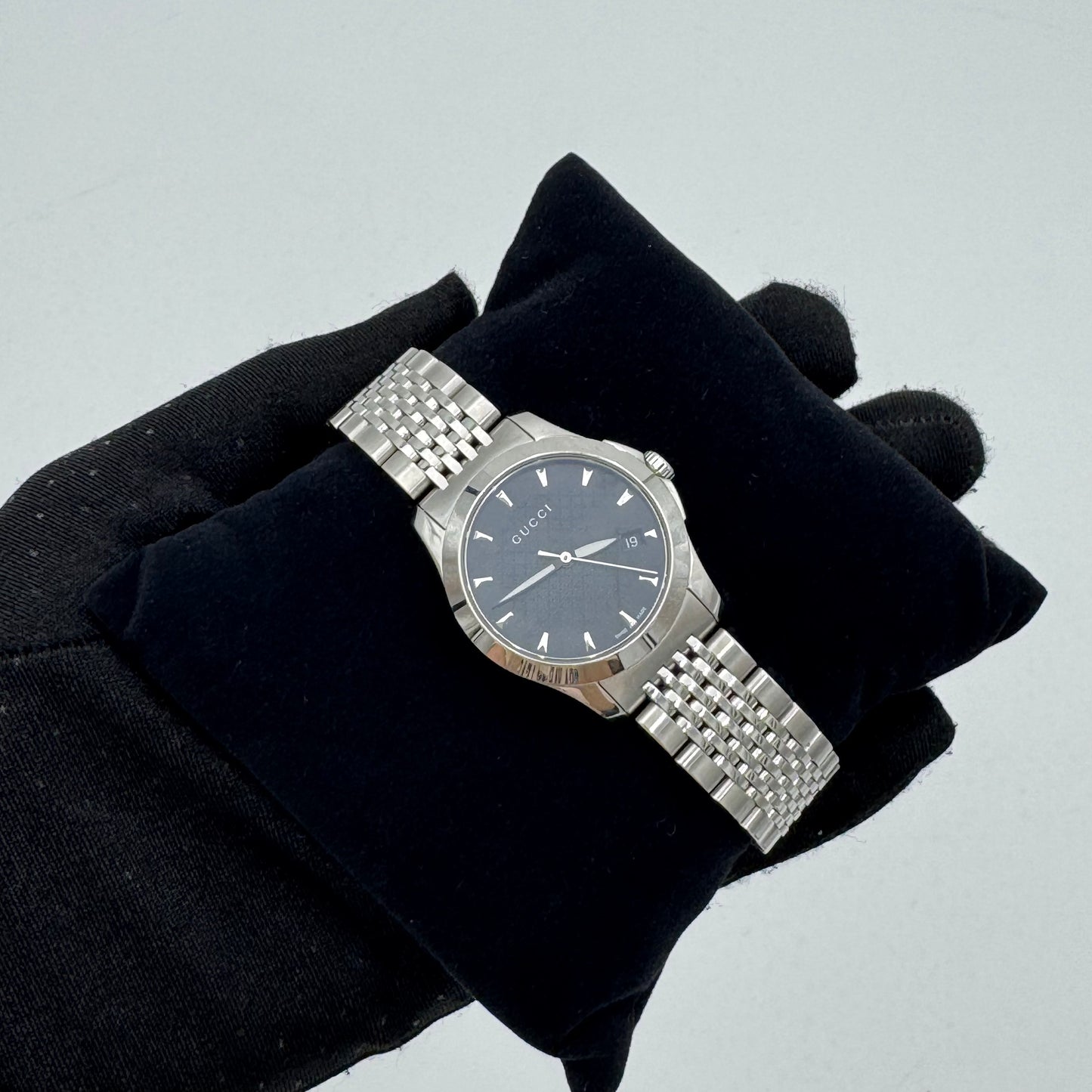 Gucci 126.5 G-Timeless Black Dial Stainless Steel Wristlet Watch