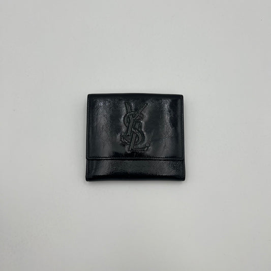 YSL Black Belle de Jour Patent Leather Short Bifold Wallet