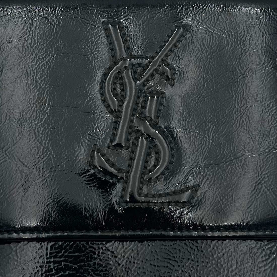 YSL Black Belle de Jour Patent Leather Short Bifold Wallet