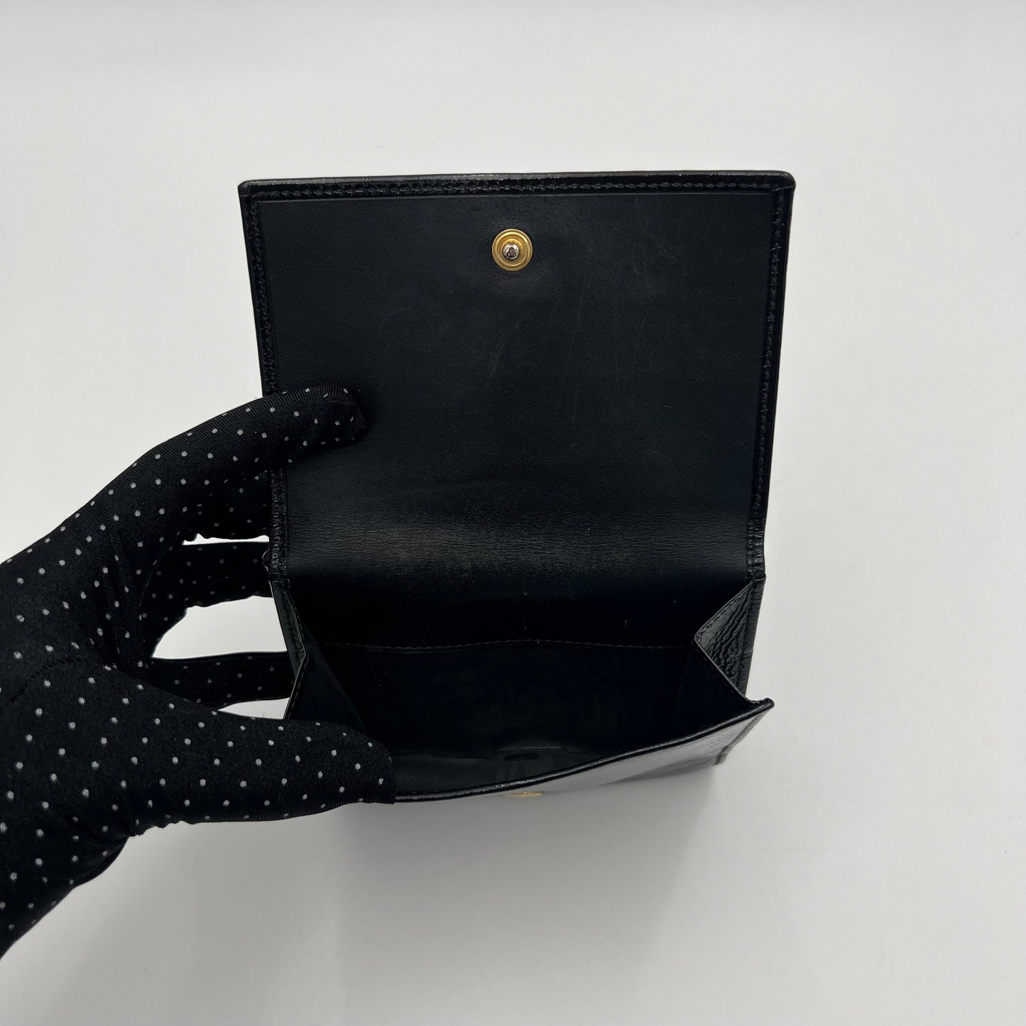 YSL Black Belle de Jour Patent Leather Short Bifold Wallet