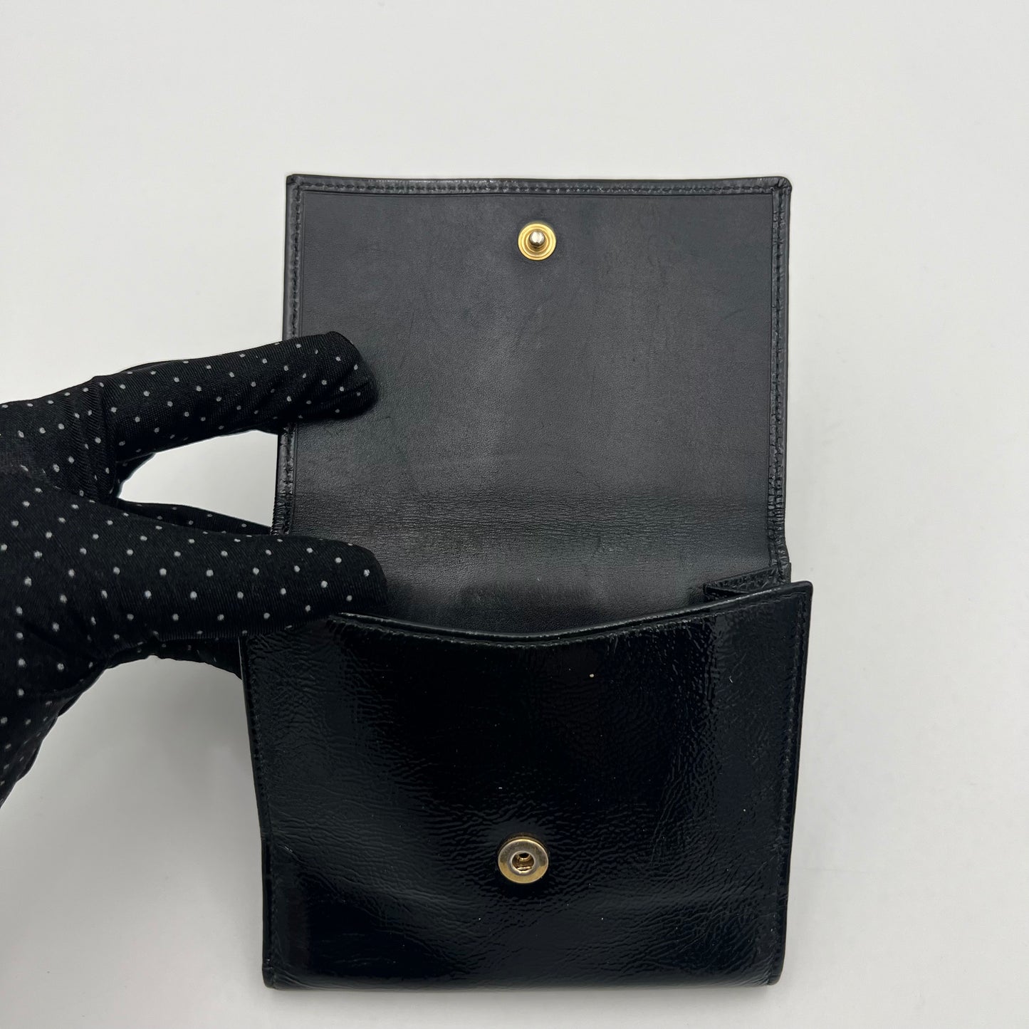 YSL Black Belle de Jour Patent Leather Short Bifold Wallet