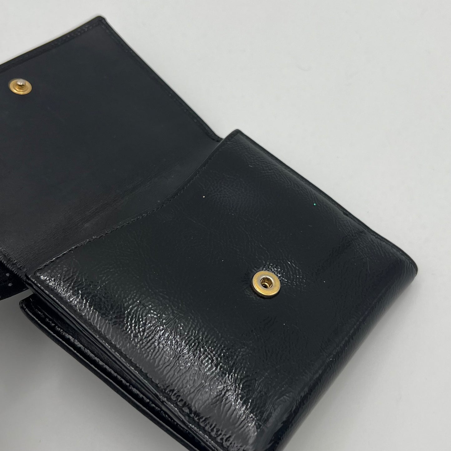 YSL Black Belle de Jour Patent Leather Short Bifold Wallet