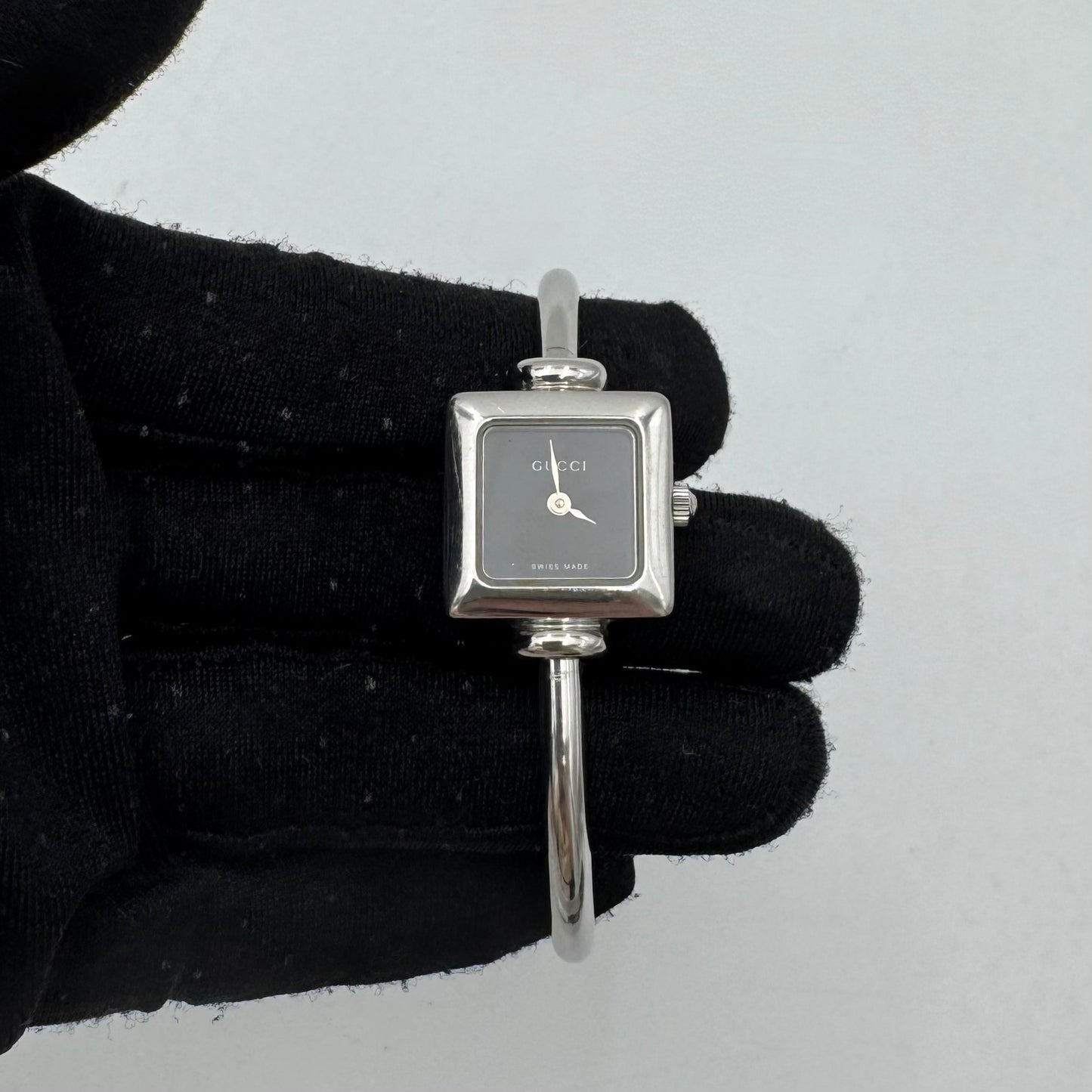 Gucci 1900L Square Black Dial Stainless Steel Bangle