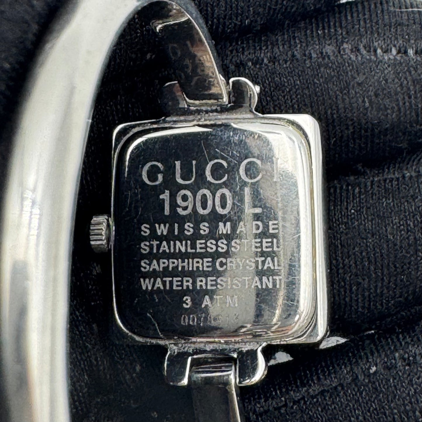 Gucci 1900L Square Black Dial Stainless Steel Bangle
