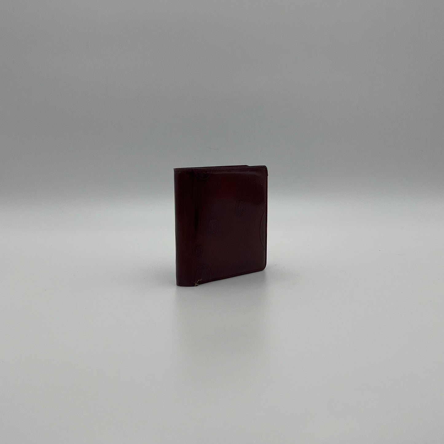 Cartier Paris Burgundy Patent Leather Bifold Short Wallet