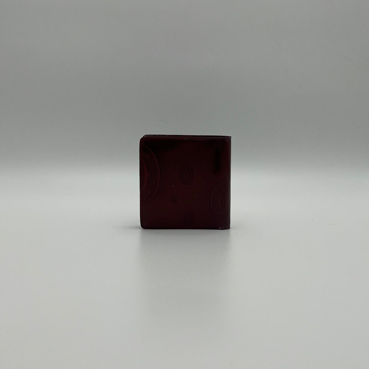 Cartier Paris Burgundy Patent Leather Bifold Short Wallet
