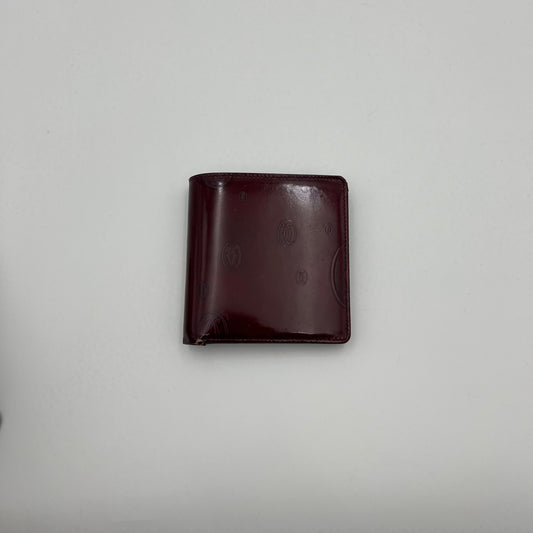 Cartier Paris Burgundy Patent Leather Bifold Short Wallet