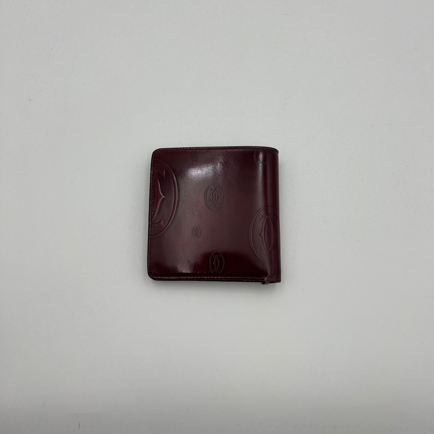 Cartier Paris Burgundy Patent Leather Bifold Short Wallet