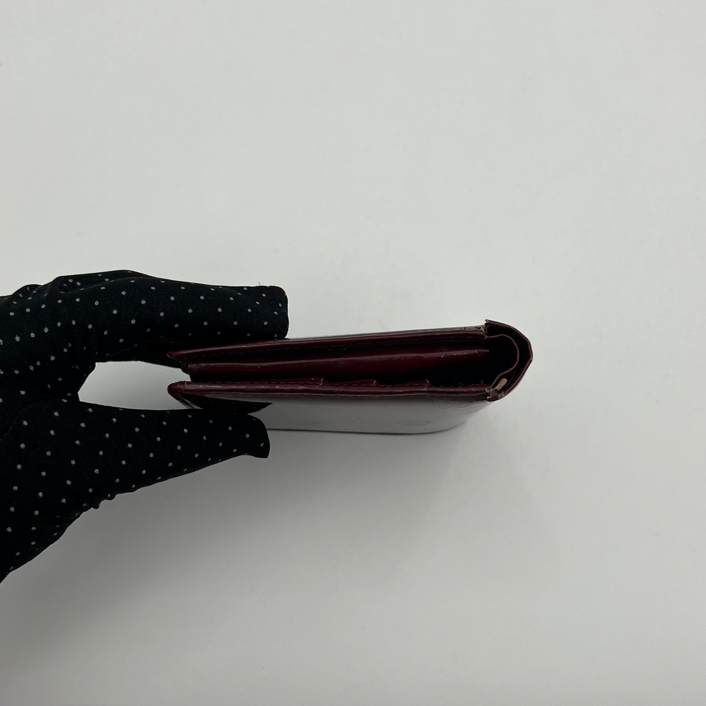 Cartier Paris Burgundy Patent Leather Bifold Short Wallet