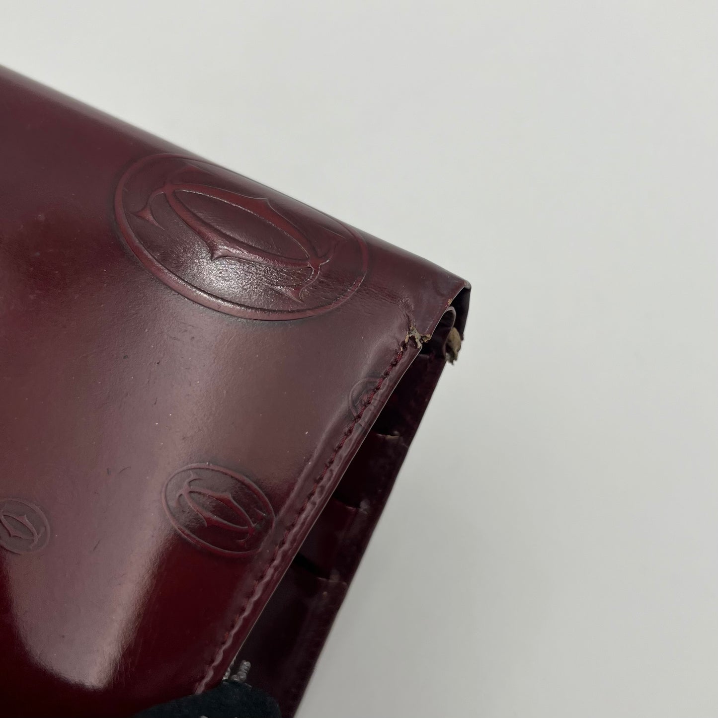 Cartier Paris Burgundy Patent Leather Bifold Short Wallet
