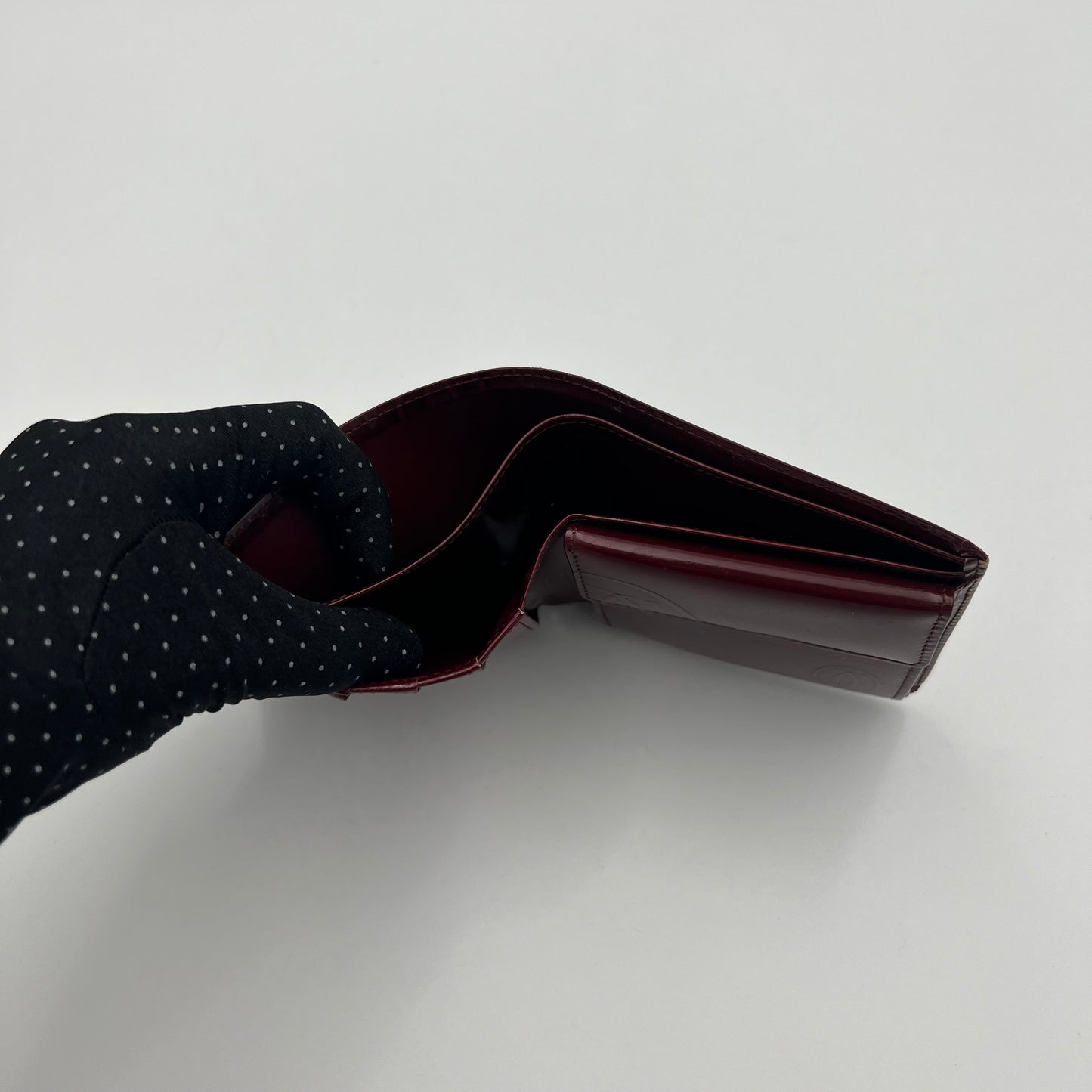 Cartier Paris Burgundy Patent Leather Bifold Short Wallet