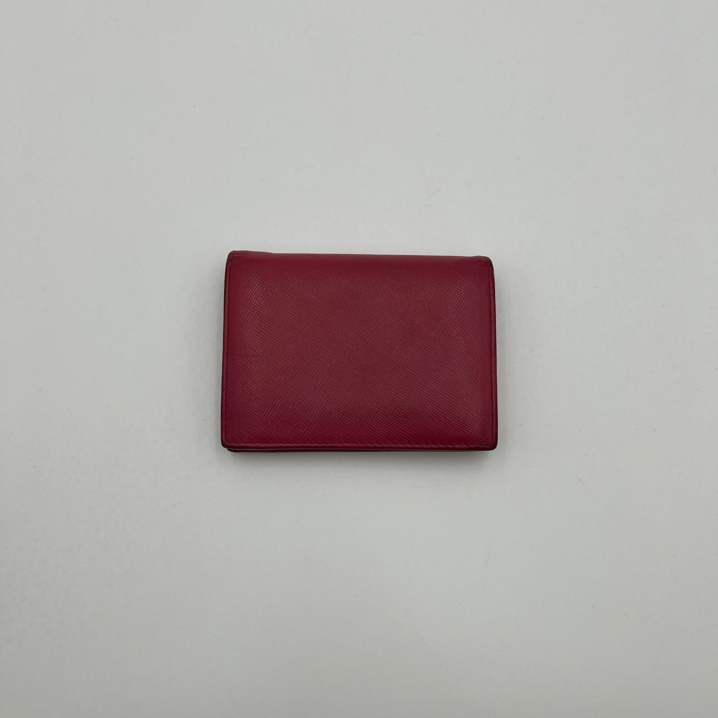 Prada Pink Saffiano Bifold Short Compact Wallet GHW