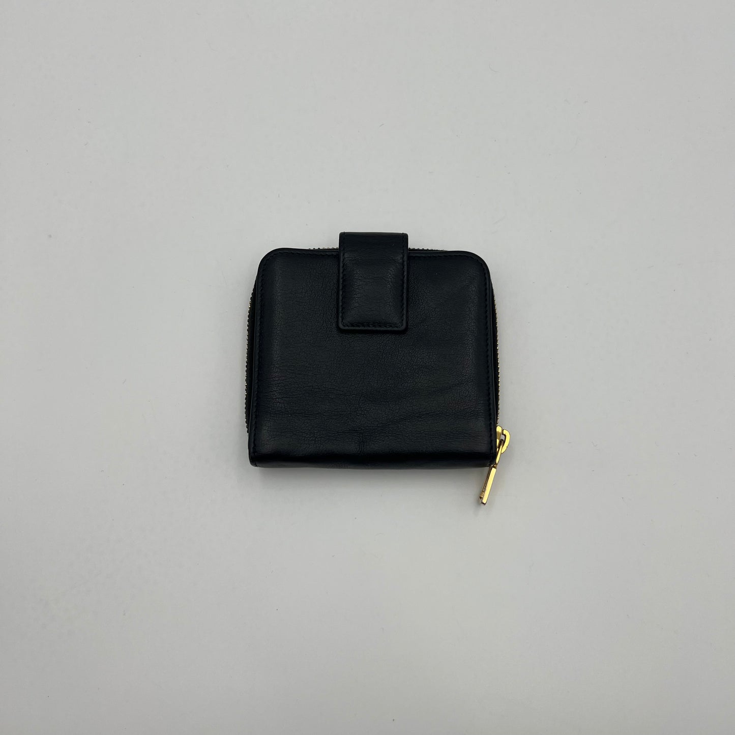 YSL Black Leather Short Compact Wallet