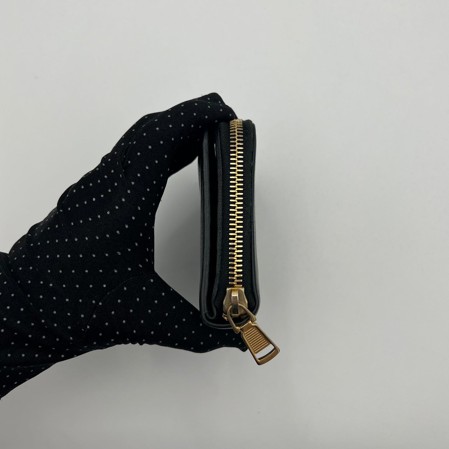 YSL Black Leather Short Compact Wallet