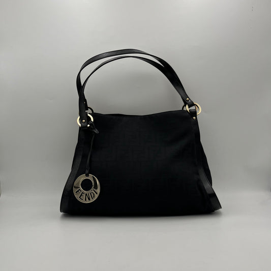 Fendi Black Zucca Chef Large Shoulder Bag