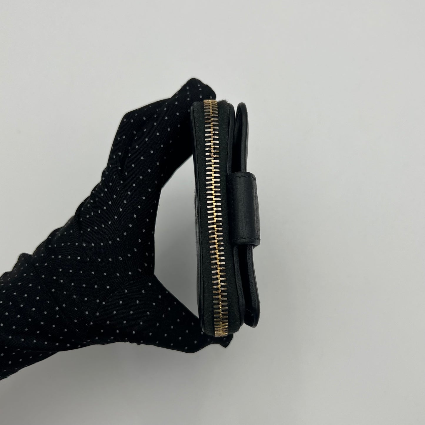 YSL Black Leather Short Compact Wallet