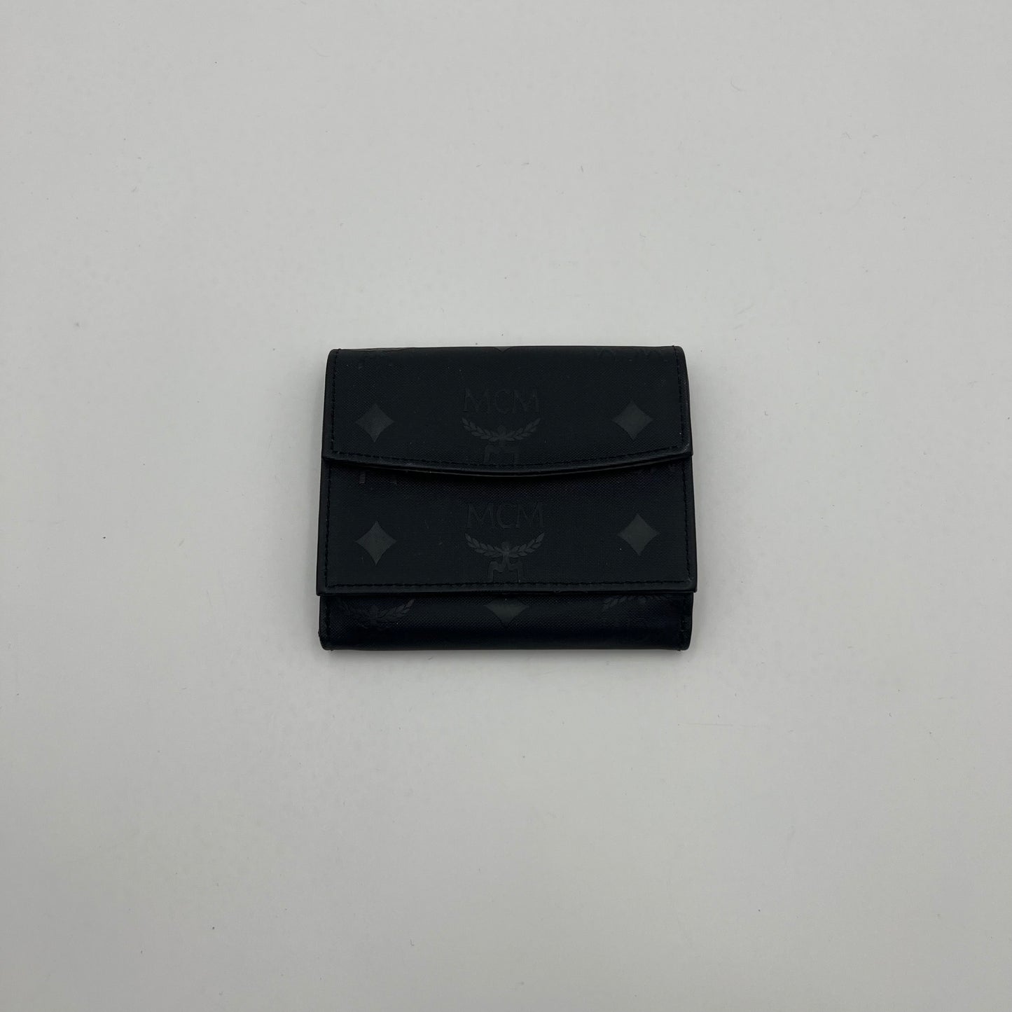 MCM Black Visetos Trifold Short Wallet
