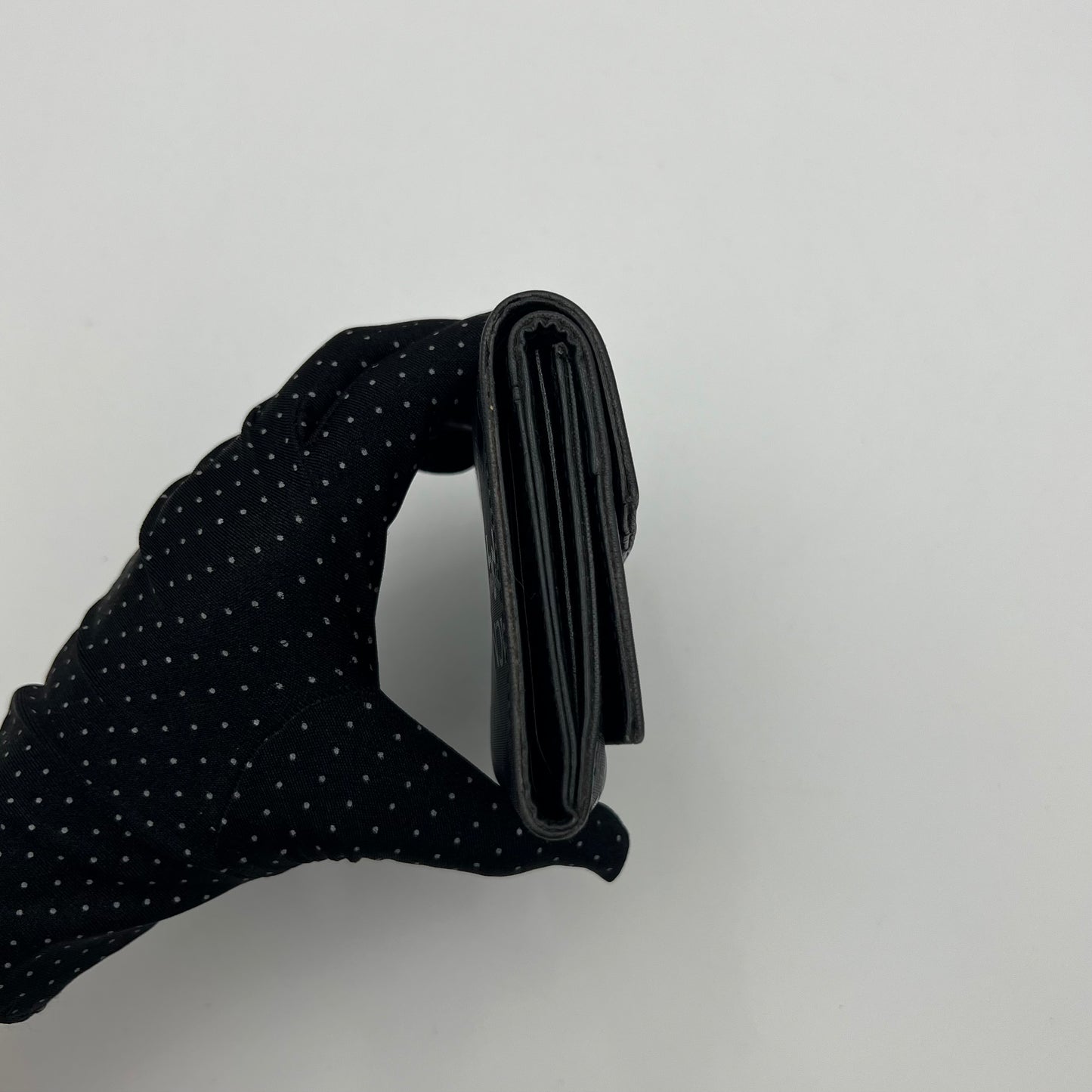 MCM Black Visetos Trifold Short Wallet