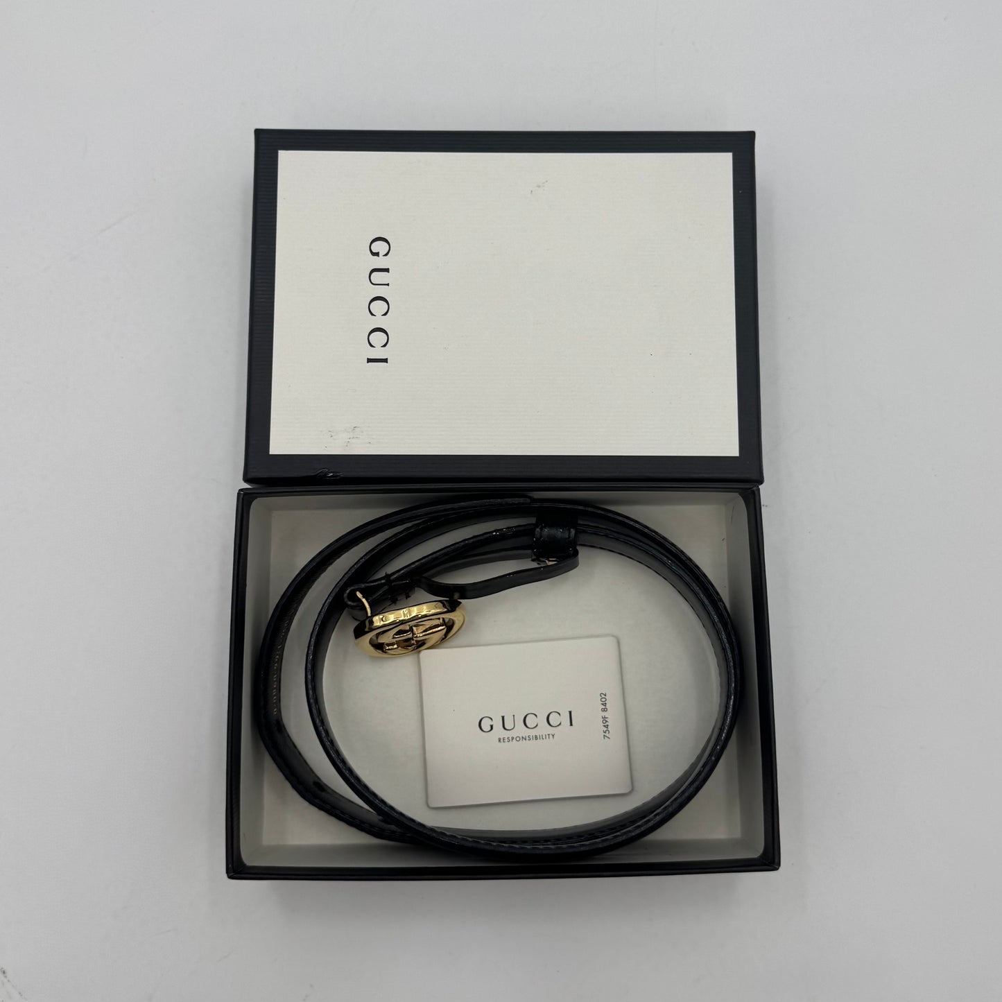 Gucci Black Leather Interlocking G Belt GHW