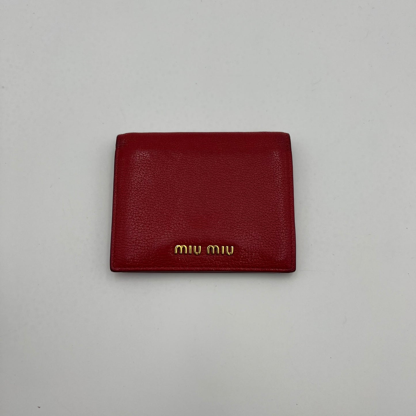 Miu Miu Red Leather Bifold Short Wallet