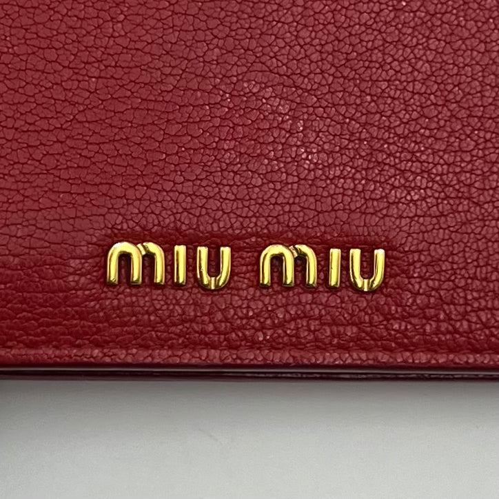 Miu Miu Red Leather Bifold Short Wallet
