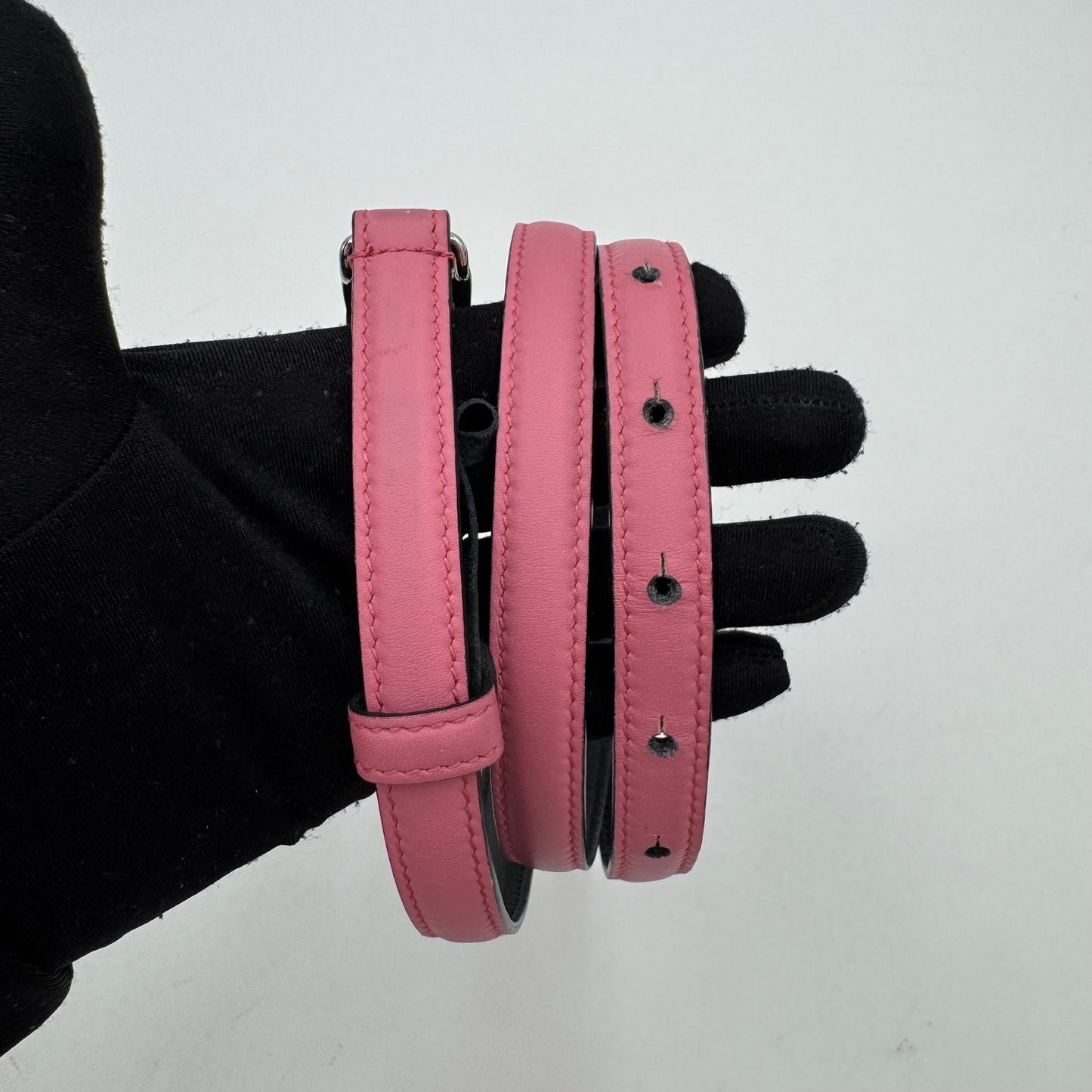 Gucci Pink Leather Interlocking G Slim Belt SHW