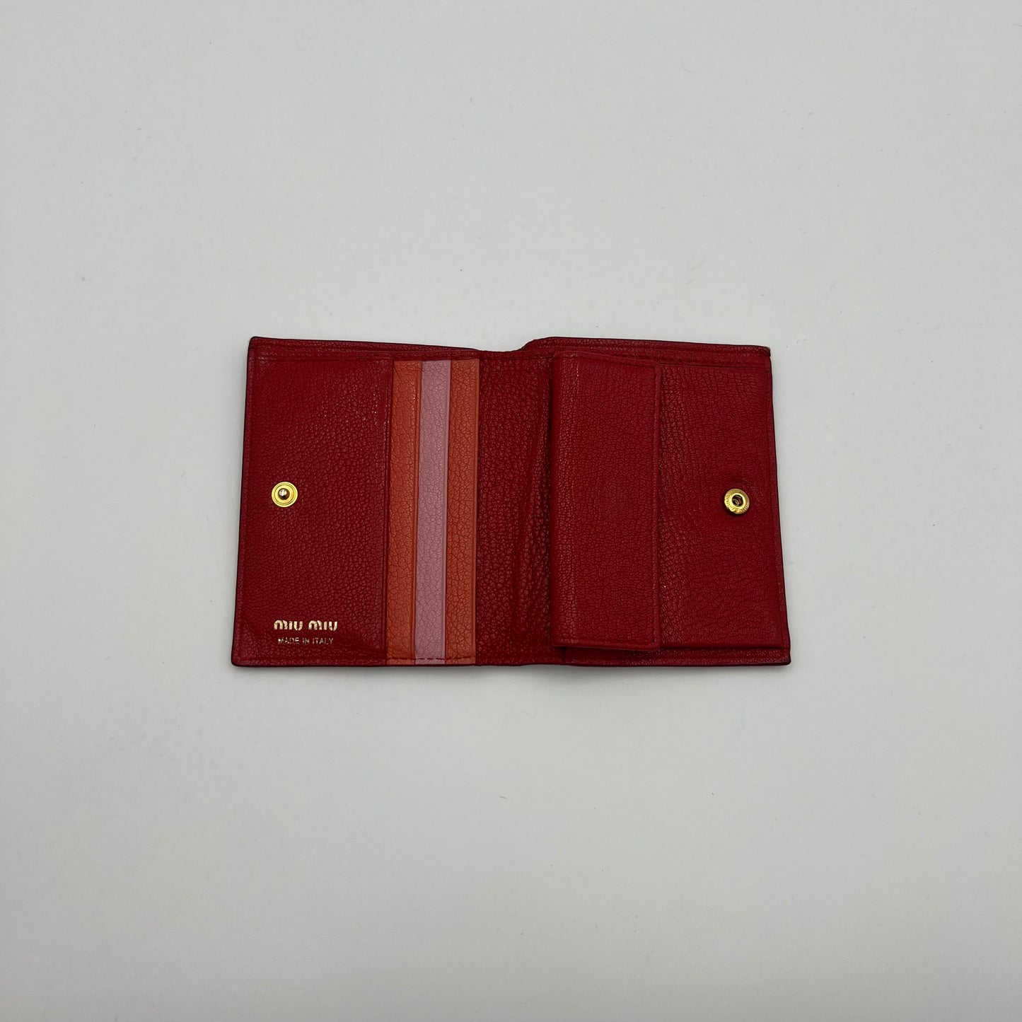 Miu Miu Red Leather Bifold Short Wallet