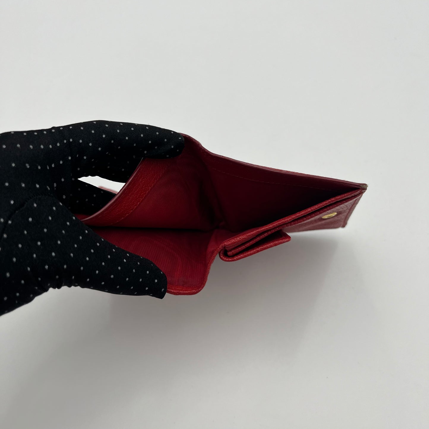 Miu Miu Red Leather Bifold Short Wallet