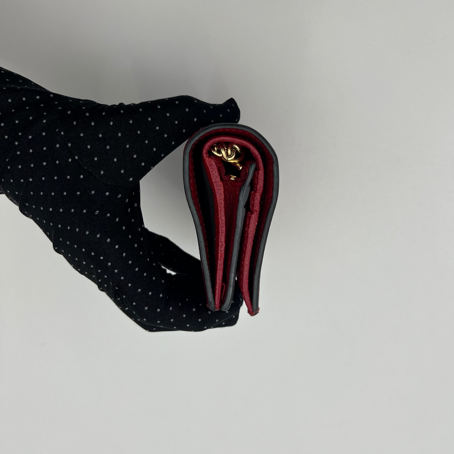 Gucci Red Leather Interlocking G Horsebit Zumi Chain Short Wallet
