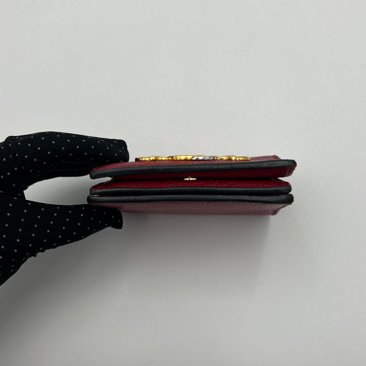Gucci Red Leather Interlocking G Horsebit Zumi Chain Short Wallet