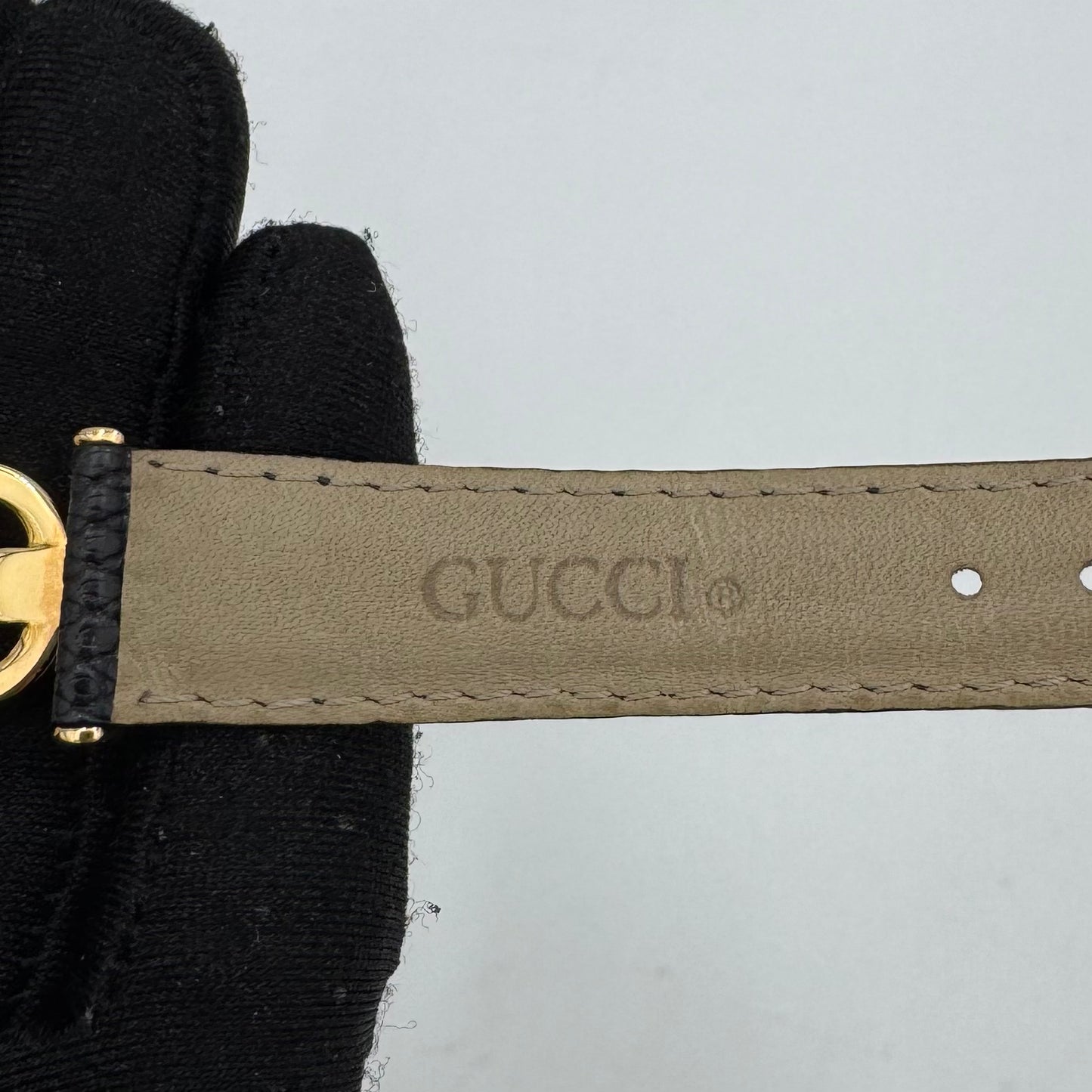 Gucci 6300L Gold Plated Horsebit and Black Lizard Watch