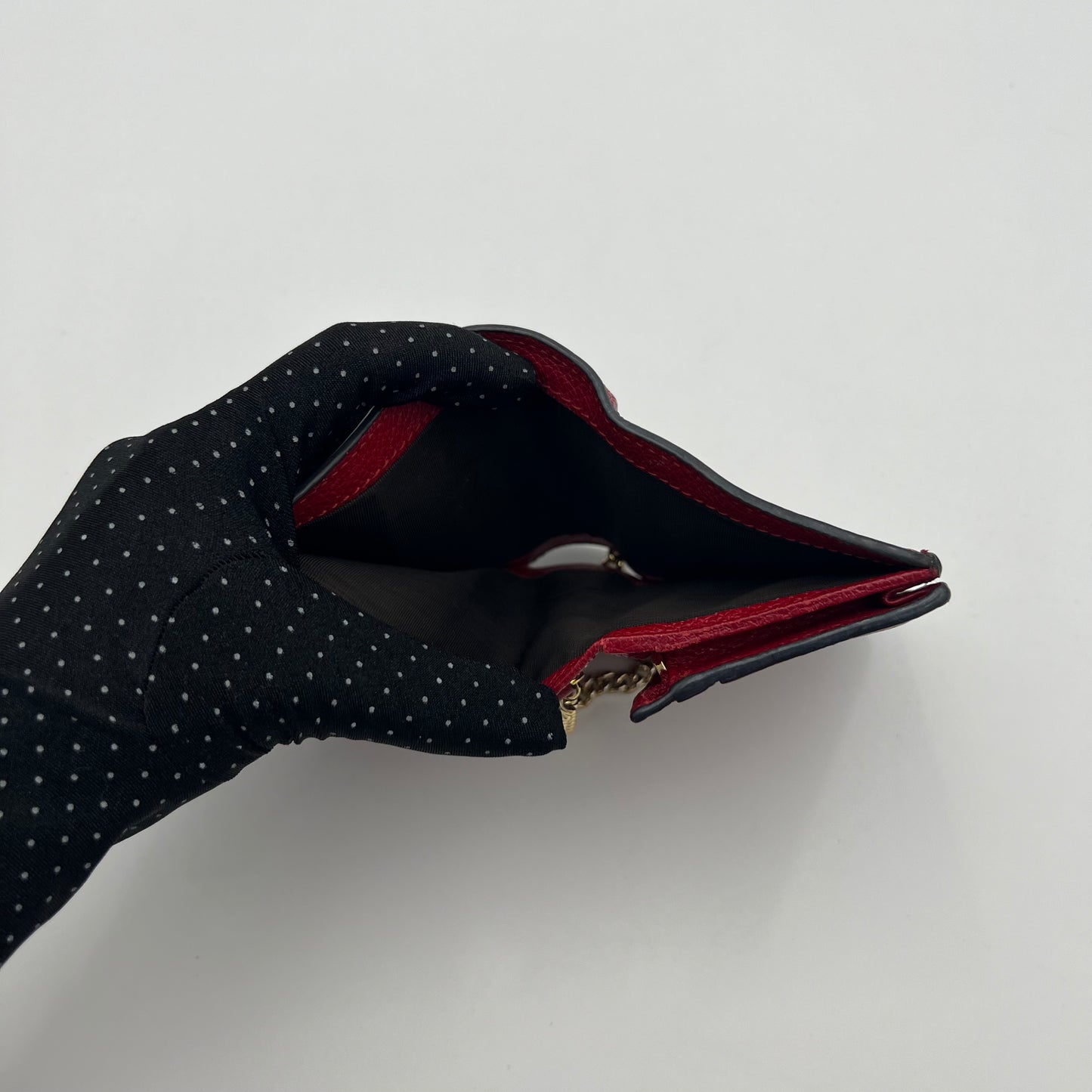 Gucci Red Leather Interlocking G Horsebit Zumi Chain Short Wallet