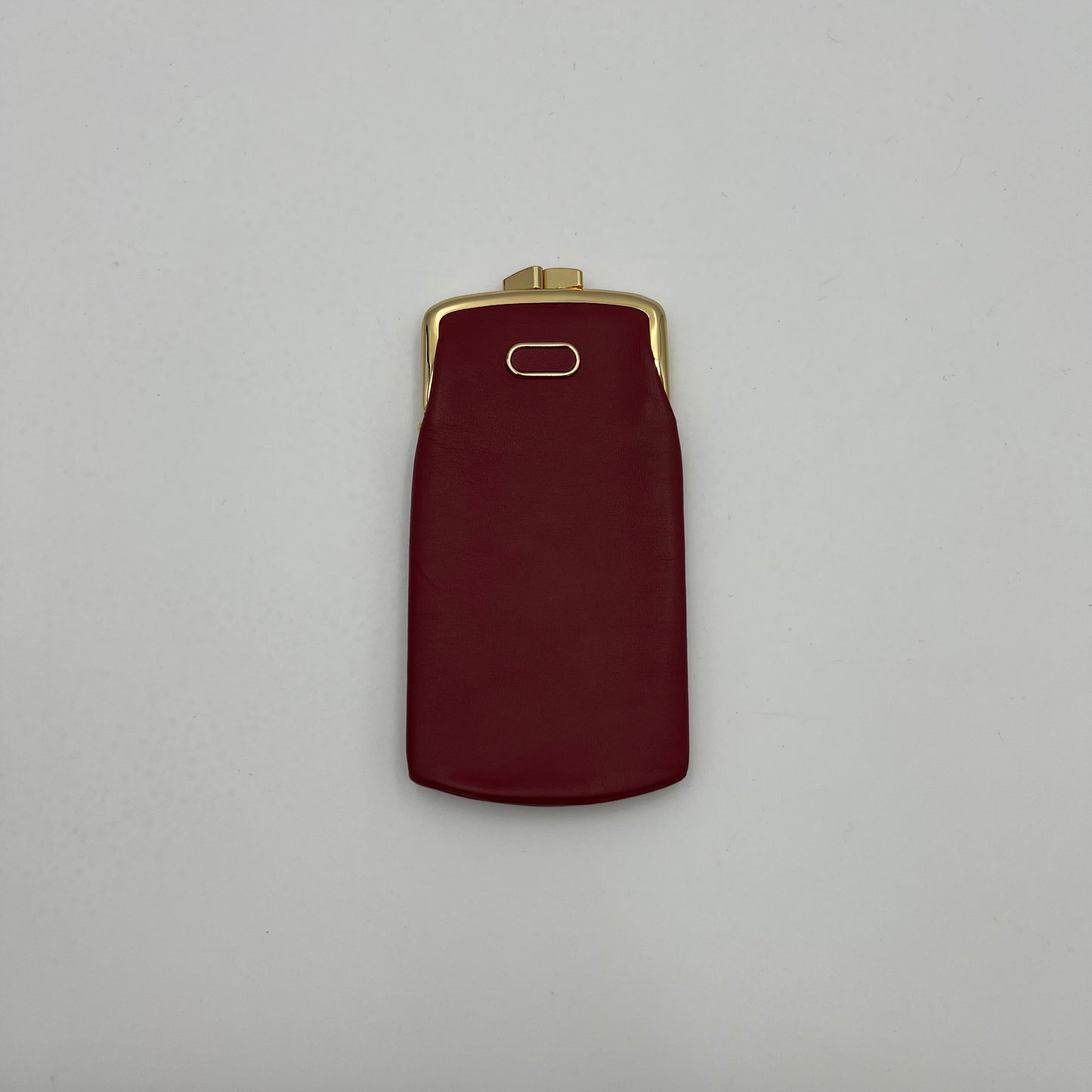 Shiseido Burgundy Leather Kisslock Pouch