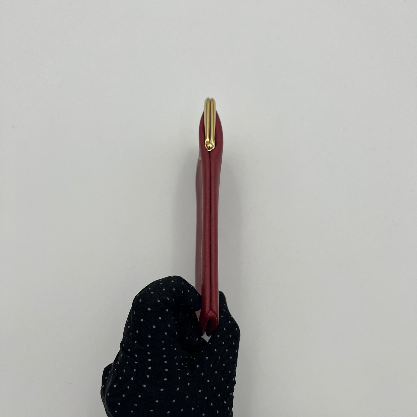 Shiseido Burgundy Leather Kisslock Pouch