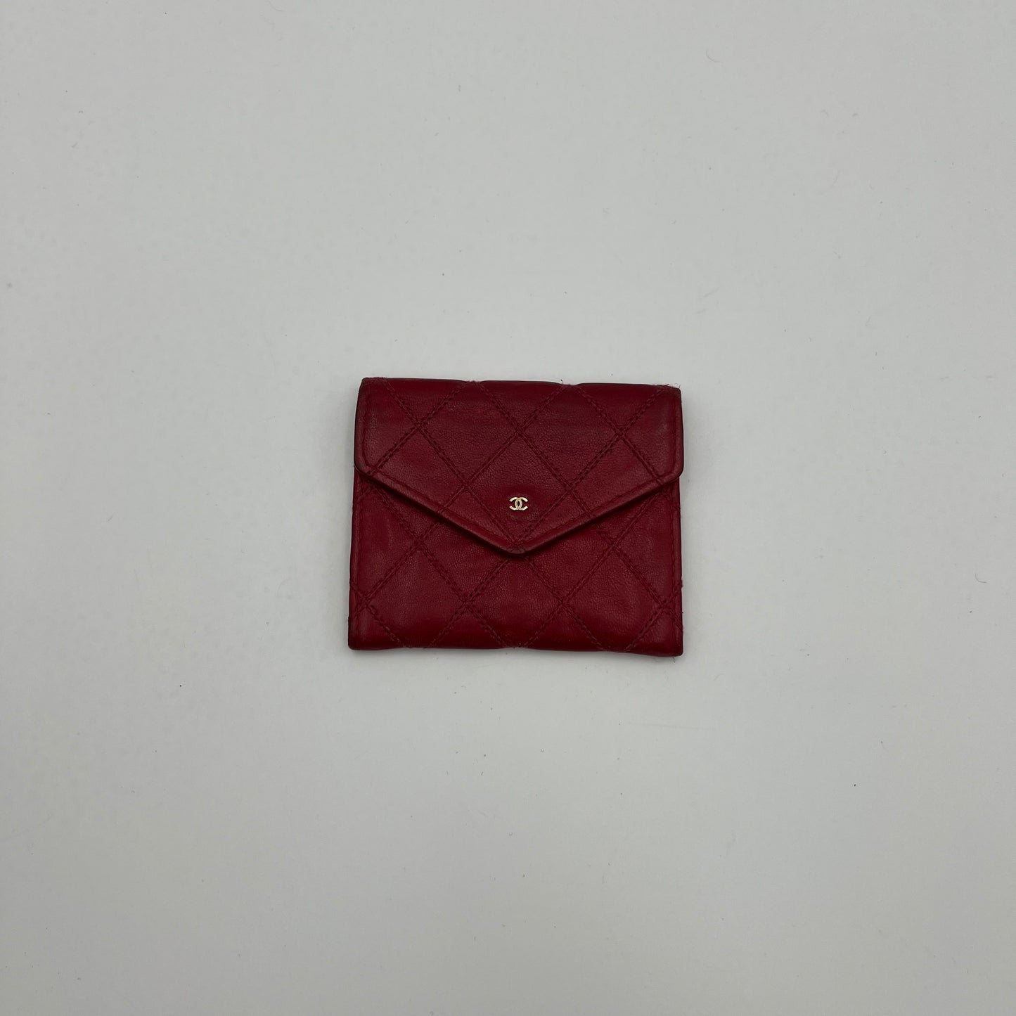 Chanel Red Quilted Envelope Card Holder