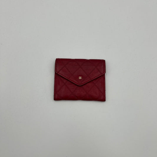 Chanel Red Quilted Envelope Card Holder
