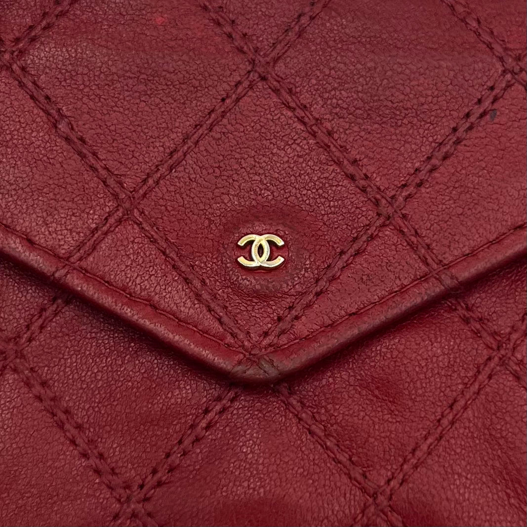 Chanel Red Quilted Envelope Card Holder