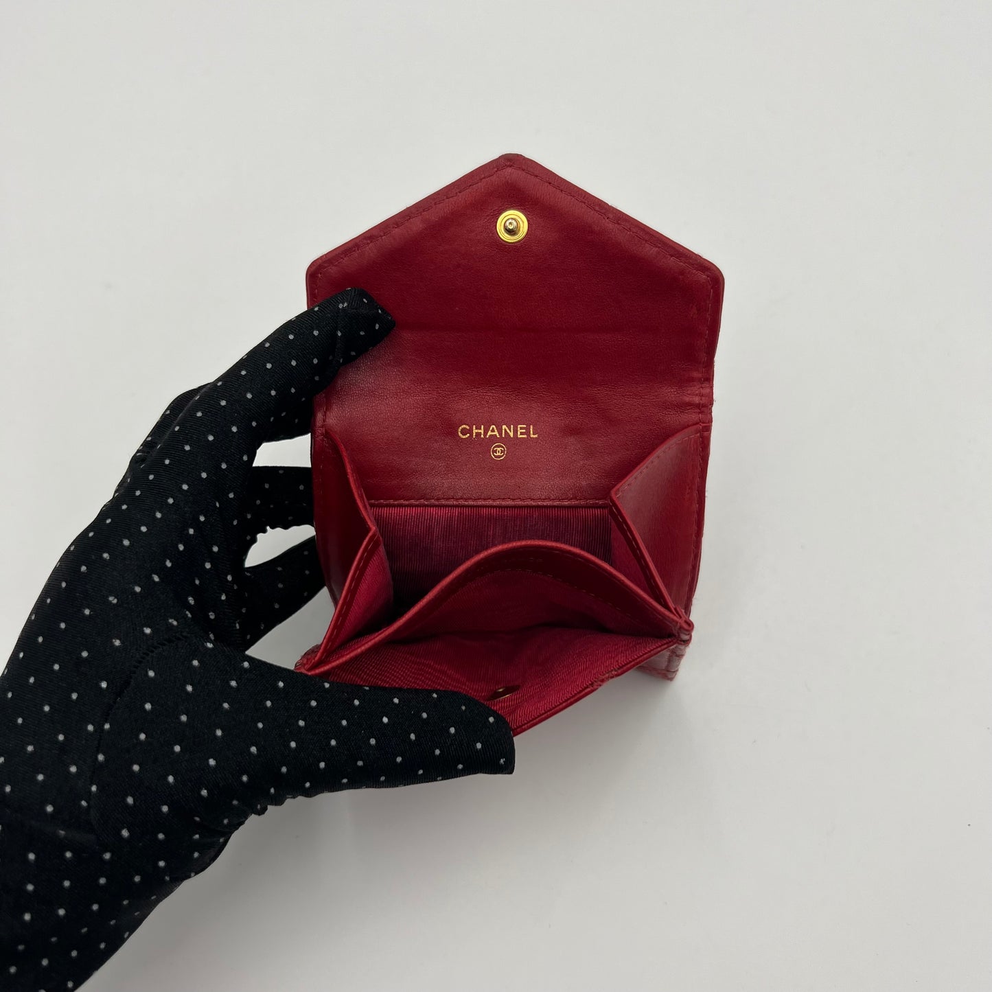 Chanel Red Quilted Envelope Card Holder
