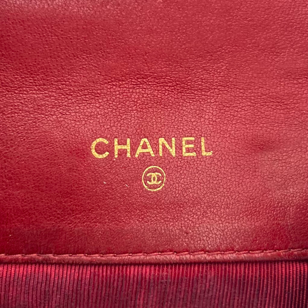 Chanel Red Quilted Envelope Card Holder