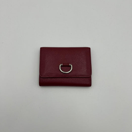 Burberry Burgundy Leather Crimson Trifold Short Wallet