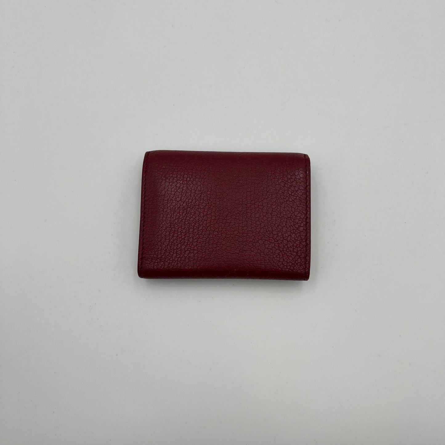Burberry Burgundy Leather Crimson Trifold Short Wallet