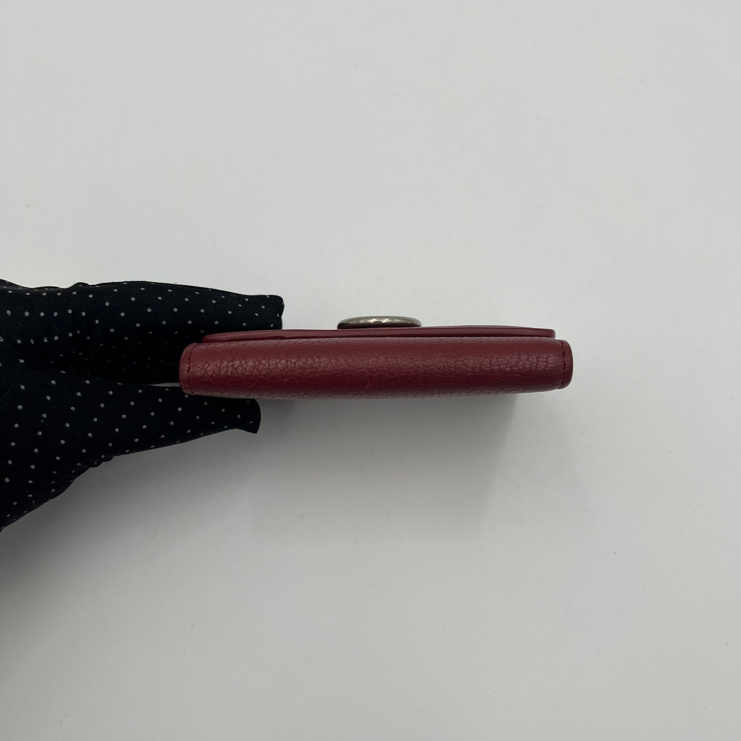 Burberry Burgundy Leather Crimson Trifold Short Wallet