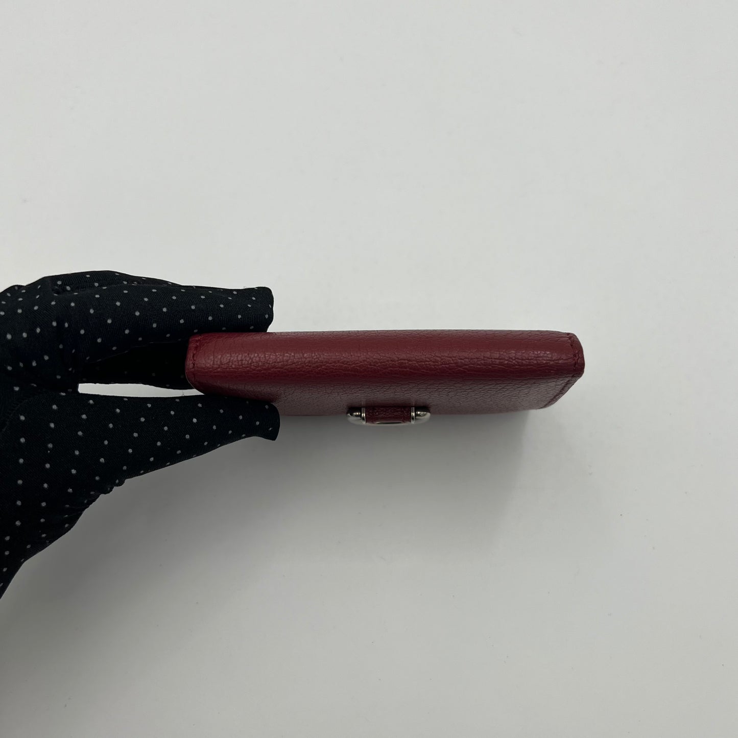 Burberry Burgundy Leather Crimson Trifold Short Wallet