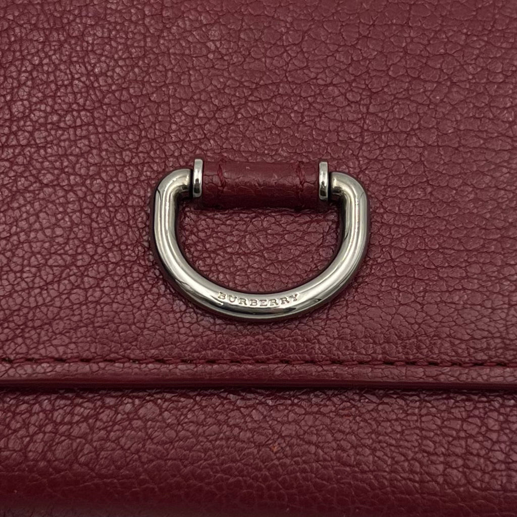 Burberry Burgundy Leather Crimson Trifold Short Wallet