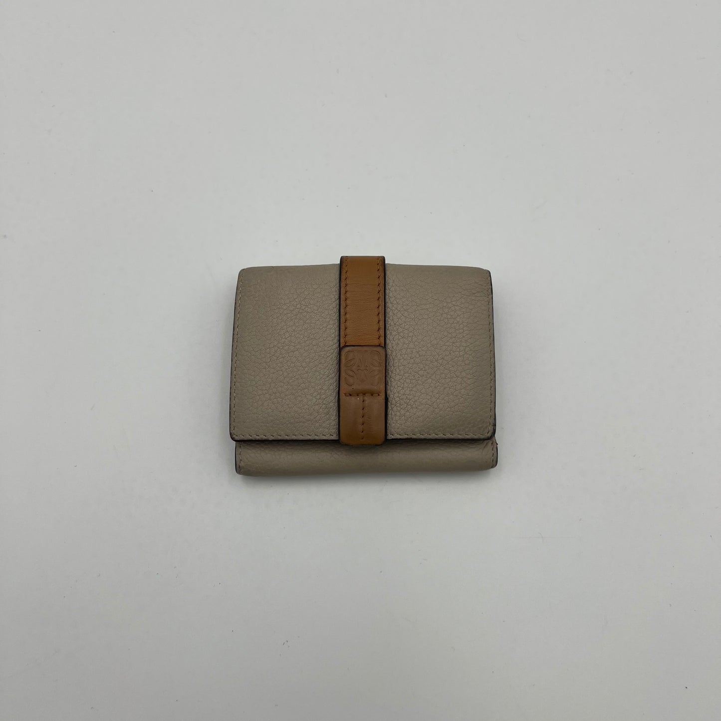 Loewe Neutral Leather Anagram Mini Trifold Wallet