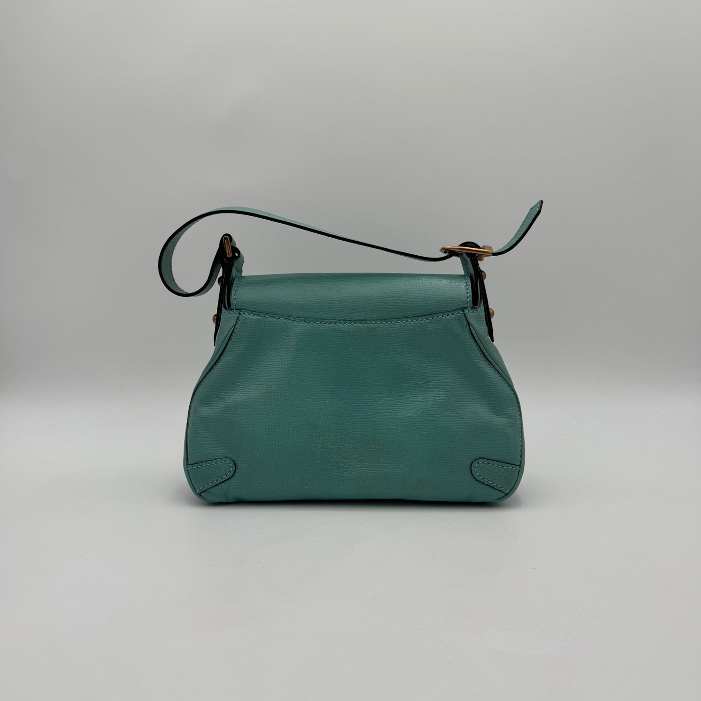 Gucci Turquoise Leather Horsebit Chain Flap Shoulder